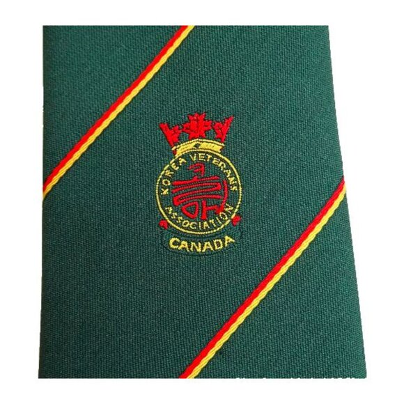 Korean Veterans Association Canada Vintage Necktie Green Tie - Picture 2 of 5